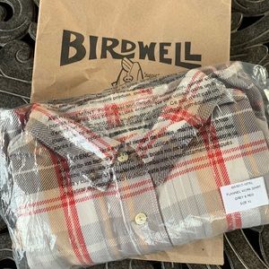 Birdwell Men’s Flannel Work Shirt Grey & Red XL